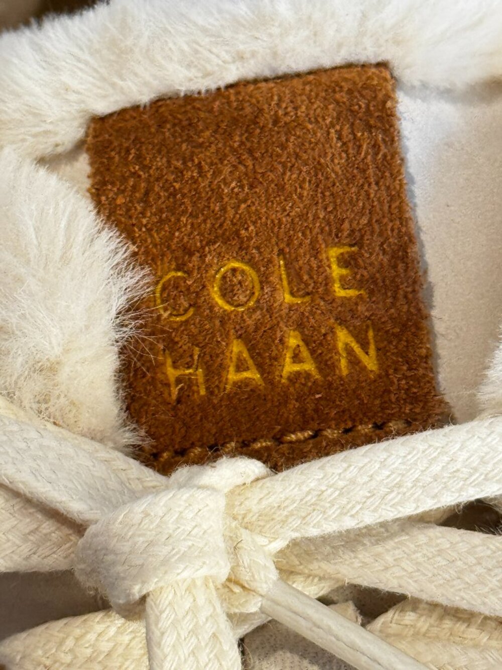 Cole Haan Grand Crosscourt Faux Fur Lined Tan Beige Suede Sneakers Size 9 - Picture 5 of 12